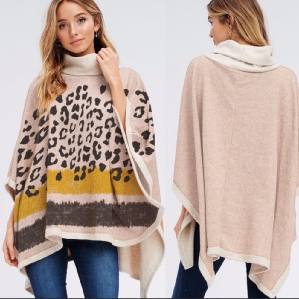 THE MOST PURRFECT animal print poncho top - Picture 2 of 2